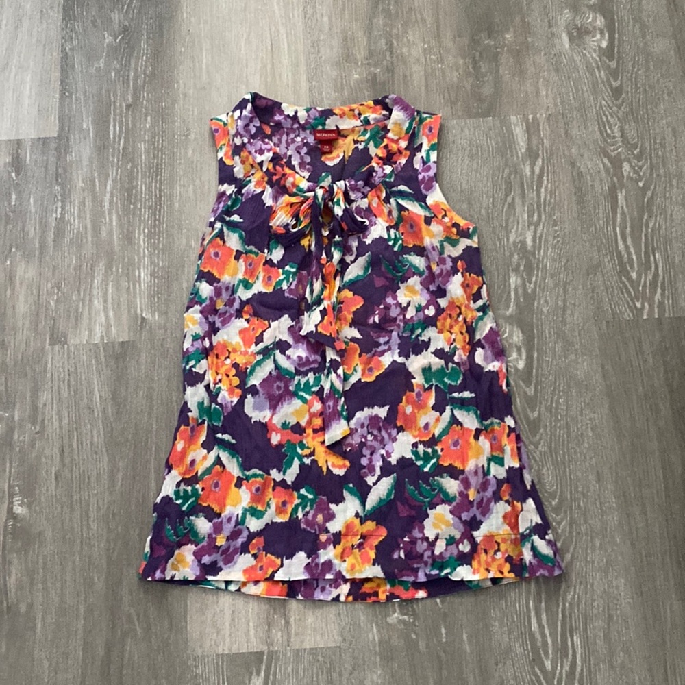 Merona Floral Tank Blouse with Tie Front
